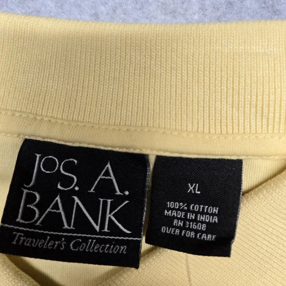 Jos. A. Bank Polo Shirt Mens XL Yellow Traveler's Collection Cotton Short Sleeve - Picture 10 of 16